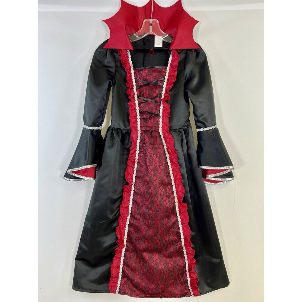 Deluxe Girls Vampire Costume Kids Gothic Royal Dracula Dress Halloween Sz 8/10